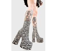 Lamoda Adore You Zebra Pattern Platform Heels Square Toe Ankle Boots UK 7 - UK7