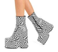 Lamoda Aftershock Black White Chunky Platform Ankle Boots Trendy Streetwear - UK3