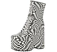 Lamoda Aftershock Chunky Platform Ankle Boots for Women, Black White Lace-Up Streetwear Fashion, Bold Elevated Sole, Comfortable Everyday Style, Trendy Casual Footwear UK4