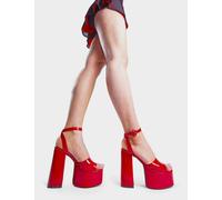 Lamoda All For You Red Patent Platform Sandals Chunky Block Heels Gothic UK9 - UK9