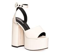 Lamoda All For You White Platform Sandals for Women, Open Toe High Heels with Adjustable Strap, Trendy Summer Footwear, Comfortable Party or Casual Shoes, UK 7