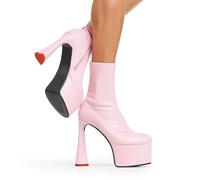 Lamoda Ankle Boots Addicted Round Toe Platform Zip Pink Stretch, Cute Boots - UK 5 - Pink
