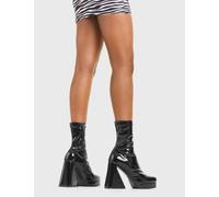 Lamoda Ankle Boots Old Me Round Toe Platform Zip Black Stretch, Fashion Boots - Black - UK 7