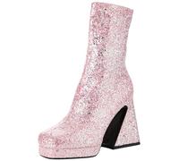 Lamoda Another Love PinkGlitter Platform Ankle Boots for Women, Glitter Upper, Padded Insole for Comfort, Chunky Platform Sole for Height and Stability,Sparkling Design for Casual or Party Wear, UK6