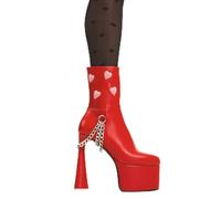 LAMODA Back Me Black PU Red Lace-Up Ankle Boots, Bold Black and Red Design, Comfortable and Durable Footwear for Urban Street Style, Casual or Party Wear UK3