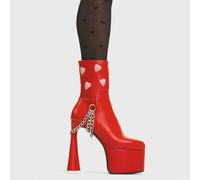 Lamoda Back Me Black PU Red Lace-Up Ankle Boots Bold Urban Street Style - UK4