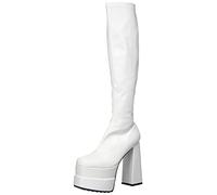 LAMODA - Bad Girl Platform Knee High Boots, EU 40, White Pu, 7 UK