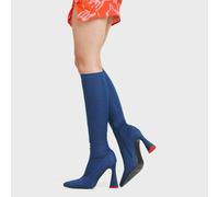 Lamoda Big Dreams Women’s Platform Knee High Boots in Dark Stretch Denim - UK7