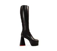 Lamoda Black Sweet Talker Platform Knee High Boots for Women, Round Toe PU Upper with Chunky Platform Heel, Fashionable Tall Boots for Casual, Evening, Brunch, or Trendy Outfits, UK 6