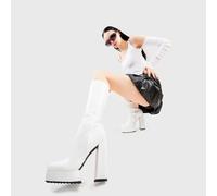 Lamoda Boiling Point White PU Platform Calf Boots Chunky Bold Statement UK6 - UK6