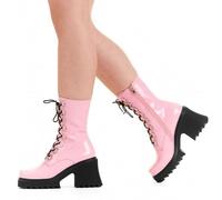 Lamoda Bulletproof Pink Chunky Platform Ankle Boots Patent Gothic Statement - UK5