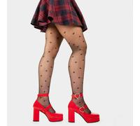 Lamoda Chrome Heart Red Patent Platform Heels Gothic Chunky Festival Shoes - UK8