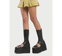 Lamoda Chunky Platform Ankle Boots Hurricane Round Toe Lace Up & Zip Black - Black - UK 5