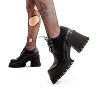 Lamoda Chunky Shoes Passing By Round Toe Lace-up Platform Boots Black - Black - UK 3