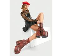 Lamoda Complaints Platform Ankle Boots Red LEO Stretch PU, Fierce Platform Boots - Red - UK 9