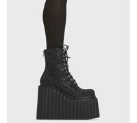 Lamoda Cross Roads Black Glitter Knee High Boots - Sleek Stylish Party Wear - UK5