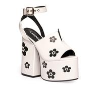 LAMODA Women's Dancing Queen Court Shoe, White Flower, 4 UK