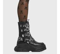 Lamoda Dawn Chorus Black PU Ankle Boots Stylish Modern Streetwear Look - UK3