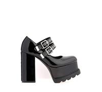 Lamoda Entitled Platform Heels in BlackPAT, Stylish Chunky High Heel Shoes with Comfortable Cushioned Sole, Trendy Evening and Casual Footwear for Women, Durable and Fashionable, UK6