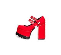 Lamoda Entitled Platform Heels in RedPAT, Bold Chunky High Heel Shoes with Cushioned Insole, Stylish Evening and Casual Footwear for Women, Trendy, Durable, Comfortable, UK7