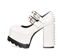 LAMODA Women's Entitled Extreme White Court Shoe, White Patent, 3 UK