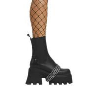 Lamoda Evening Stroll Black PU Chunky Platform Ankle Boots Gothic Style UK3 - UK3