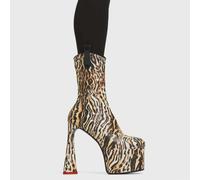 Lamoda Explosive Tiger Stretch PU Lace-Up Ankle Boots Bold Urban Street - UK6