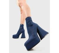 Lamoda Fashion Killer Denim Platform Ankle Boots Chunky Gothic Punk UK4 - UK4
