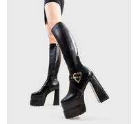 Lamoda Fixed Up BlackPU Platform Knee High Boots Chunky Bold Streetwear - UK7