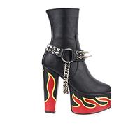 Lamoda Flashbacks Platform Ankle Boots - Black PU Women’s Chunky High Heel Platform Boots, Bold Statement Fashion Ankle Boots for Parties, Festivals & Streetwear UK 6