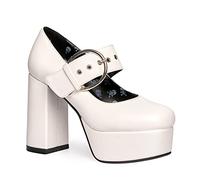 Lamoda Forget Me White Platform Heels Chunky High Heel Shoes with Bold Block Platform Design, Comfortable Fit and Durable PU Upper for Parties, Clubbing, Weddings and Everyday Style UK3