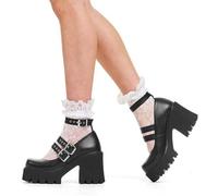 Lamoda Freestyle Black Chunky Mary Jane Shoes Trendy Comfortable Fashion - UK6
