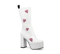 LAMODA Women's Game of Love Ankle Boot, White Pink Heart, 4 UK