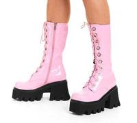 Lamoda Get Paid Chunky Platform Calf Boots Pink PAT, Bold Platform Boots - Pink - UK 3