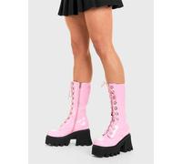 Lamoda Get Paid Pink Patent Chunky Platform Calf Boots Trendy Fashion - UK7