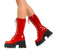 Lamoda Get Paid RedPAT Chunky Platform Calf Boots Bold Streetwear Statement - UK3