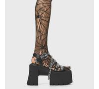 Lamoda Get To It Chunky Platform Ankle Boots Black PU Heart Detail Stylish - UK5