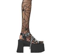 LAMODA Get To It Chunky Platform Ankle Boots for Women, Black PU with Heart Detail, Trendy and Comfortable Chunky Heels for Casual or Party Wear, UK 5