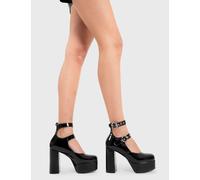 Lamoda Girl From Mars Black Patent Platform Heels Chunky Gothic Party UK4 - UK4