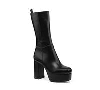 Lamoda Going Under Platform Calf Boots - Black PU Chunky Gothic Punk Style, Durable Comfortable Footwear, Retro Alternative Fashion Statement for Women - UK 7