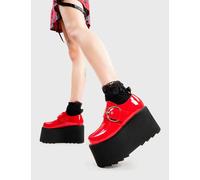 Lamoda Grounded Chunky Platform Shoes Red PAT, Bold Platform Shoes - Red - UK 4