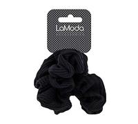 LaModa Hair Scrunchies/Ponytail Holders, Waffle and Stripe Finish, Soft Black Finish. Pack of 3