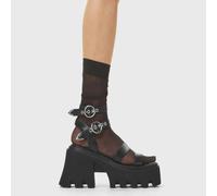 Lamoda Happy Place Trendy Black PU Chunky Platform Summer Sandals Chic - UK6