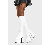 Lamoda Hate You WhitePU Platform Knee High Boots Stylish Chic Trendy Design - UK4