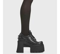 Lamoda Haunted House Edgy Black PU Platform Creeper Boots Fashion Statement - UK8