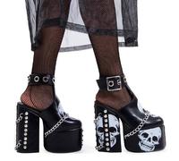 Lamoda Hidden Closet Black Skull Platform Heels Bold Fashion Statement - UK3