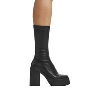 Lamoda Holler Back Black Stretch Calf High Boots Fashionable Trendy Women - UK8