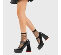 Lamoda Honeymoon Period Black Platform Heels - Elegant Chic Patent Heels - UK4