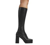 Lamoda Humble Black Stretch PU Platform Knee High Boots Trendy Stylish Women - UK5
