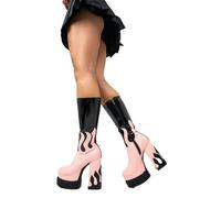 LAMODA Women's Letter to My Lover Knee High Boot, Black Pu, 7.5 UK